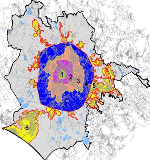 IL PGTU: RESTRIZIONI CRESCENTI E ZONE LEZ Ognuna delle 6 aree è omogenea nei trasporti ed urbanisticamente, ma differente dalle altre aree Differenti obiettivi ed azioni da perseguire Zona 1 Centro