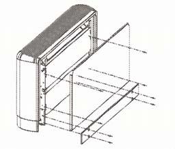 5.1.6 - Griglia di presa d'aria esterna GE + C La griglia è in alluminio anodizzato. Le alette sono fisse. Il quadro è in acciaio galvanizzato + contro quadro.