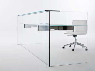Air Desk Hall Pinuccio Borgonovo 2009 Scrivania per reception in cristallo trasparente temperato 12mm.