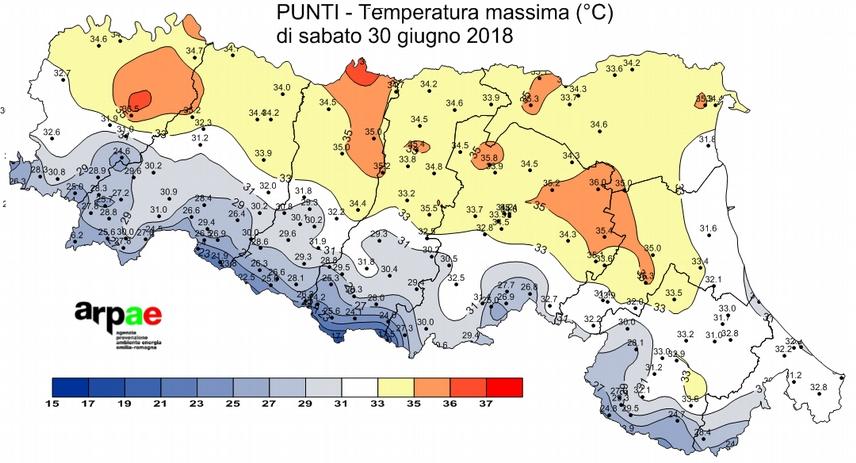 Mentre sul settore orientale e centrale si osservano, sempre rispetto a 2001-2015, surplus mensili positivi tra 20 e 40mm, parmense, piacentino e le aree di crinale restano in lieve deficit,