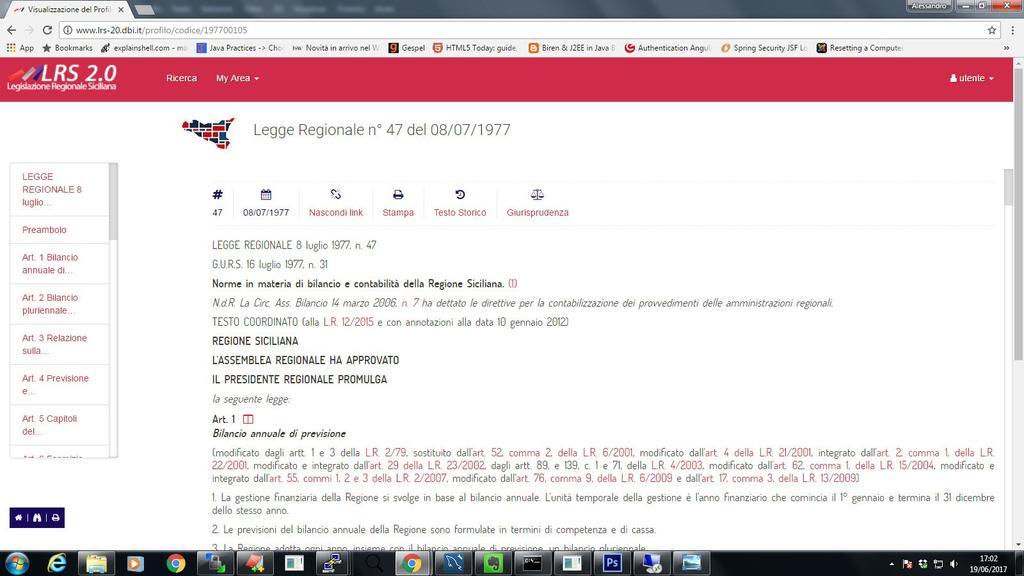 4. Evoluzione storica del documento regionale 3 2 1 La visualizzazione standard riporta il testo coordinato con le eventuali note di modifica.