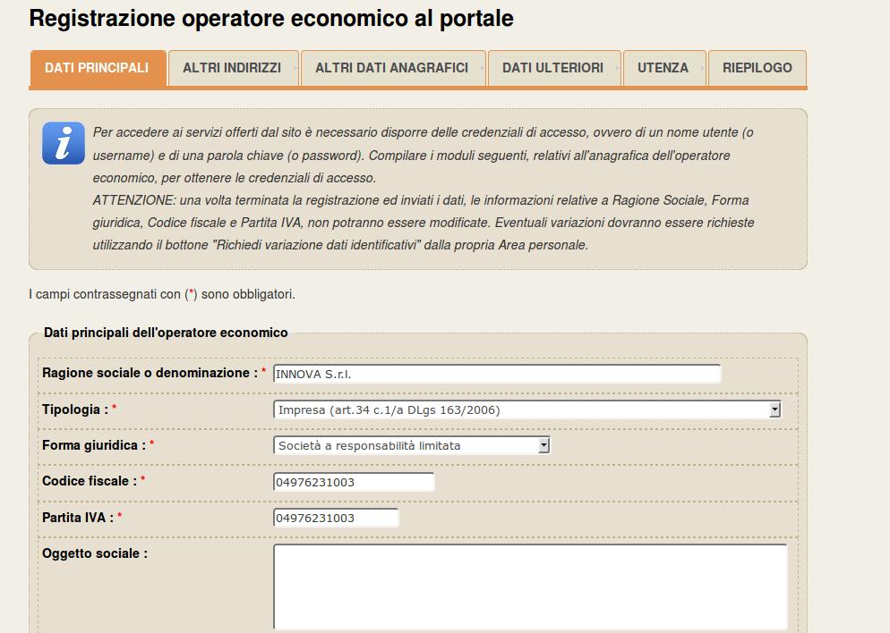 1 Registrazione Per effettuare la registrazione cliccare sul link Registrati presente nella home page del Portale Appalti evidenziata nell immagine seguente.