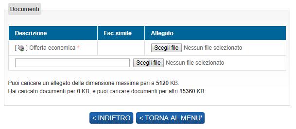 4.4.2 Compilazione dell offerta mediante upload di documenti La compilazione dell offerta in modalità upload di documenti prevede la predisposizione del file dell offerta a cura dell operatore