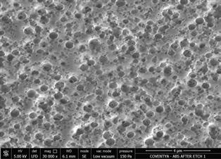 Picture 4: ABS, 9 min Cr/H2SO4 etch Picture 5: ABS, 9 min SILKEN BOND Il confronto tra i risultati del peeling test viene riassunto più in basso.