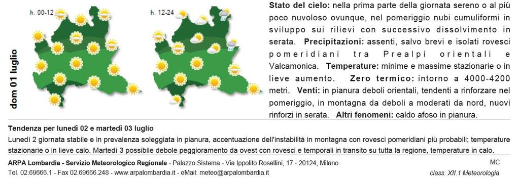 I DATI METEO DELLA SCORSA SETTIMANA Dati centralina ERSAF di Scanzorosciate data precipitazioni [mm] Bagnatura fogliare