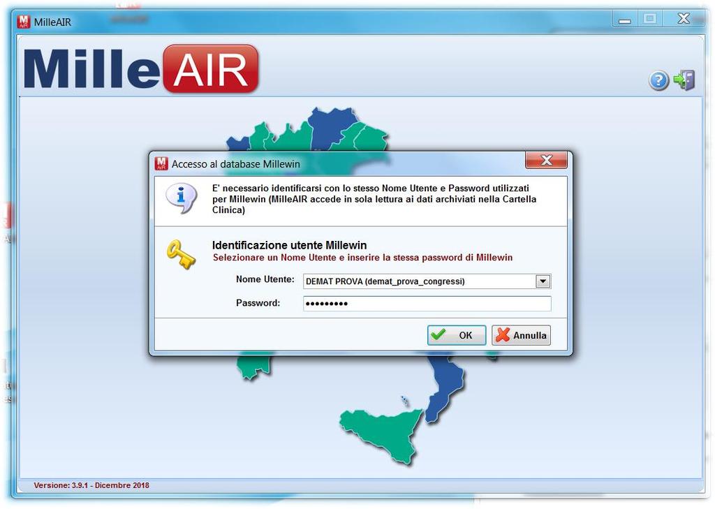 MilleAIR dal Desktop ed inserire le stesse