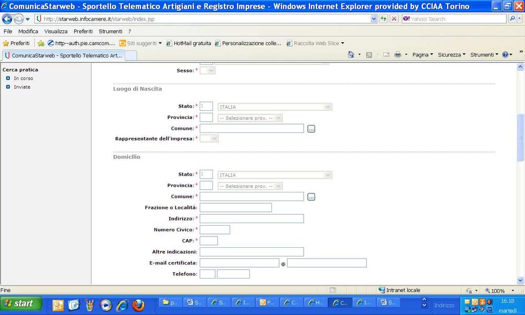 per comunicare i dati relativi al legale rappresentante, che svolge l