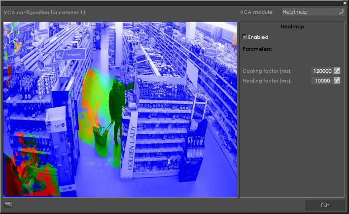 DigiEye VCA HEATMAP L applicazione Heatmap, concepita principalmente per le applicazioni di videosorveglianza in ambito retail e luoghi pubblici, consente di produrre delle mappe statistiche relative