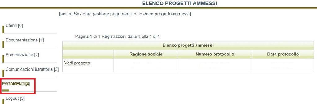 3. ACCESSO AL SISTEMA SEZIONE PAGAMENTI La sezione Pagamenti contiene le funzionalità per compilare, caricare e inviare alla Pubblica Amministrazione la richiesta di erogazione dei contributi a