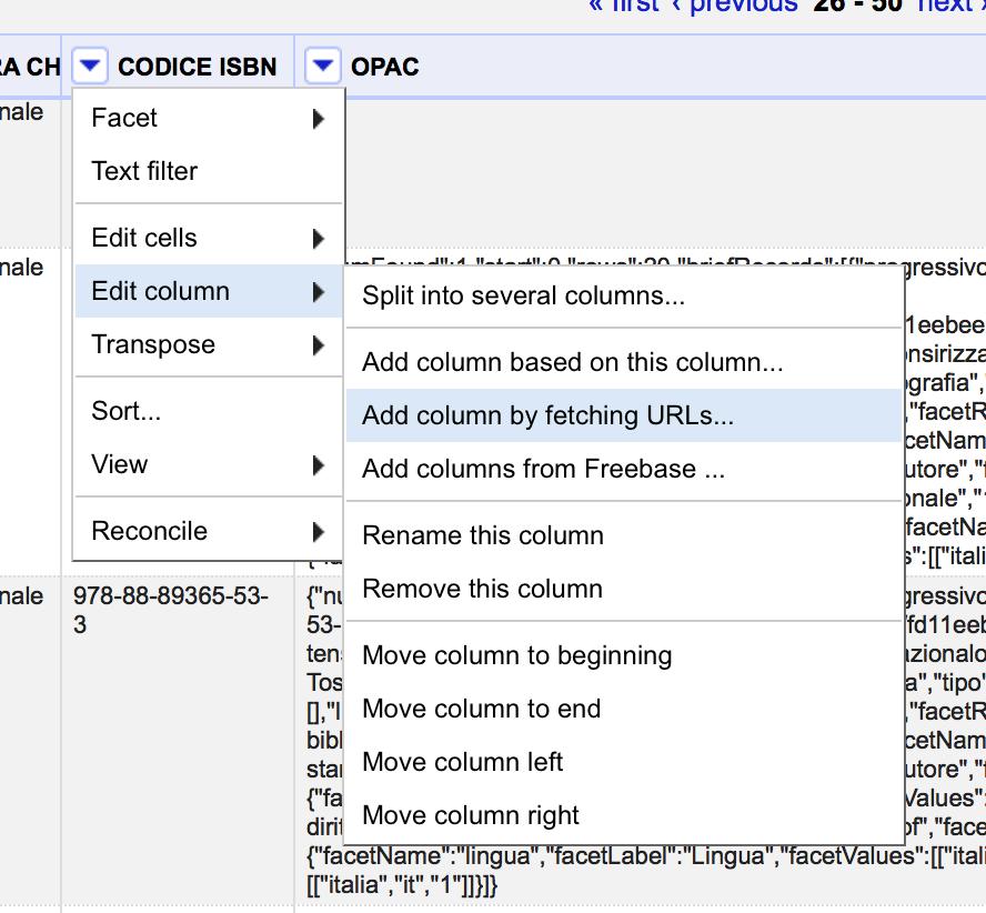 http://opac.sbn.it/opacmobilegw/search.json?isbn=numeroisbn Il risultato è un json che contiene anche il codice identificativo del libro.