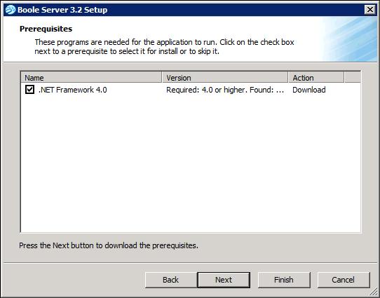 8. Appare una nuova schermata che mostra i componenti aggiuntivi, necessari per il funzionamento di Boole Server.