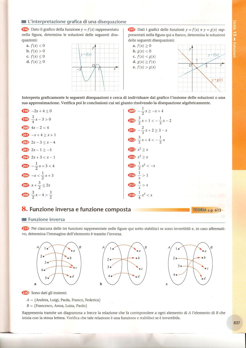 l'interpretazine grafica di una disequazine Dat il grafic della funzine y (() rappresentat Dati i grafici delle funzini y (() e y g() rapnella figura determina le sluzini delle seguenti dise