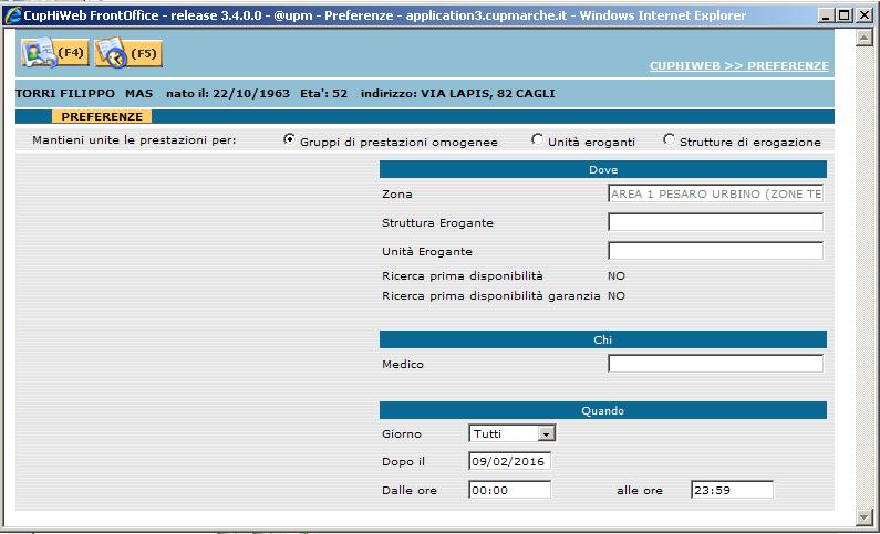 Se avete cliccato <F2> per la ricerca di una data successiva lontana a quella proposta Indicare una data dal quale far partire ATTENZIONE : Il tasto <F4> in tutte le schermate vi permette di tornare