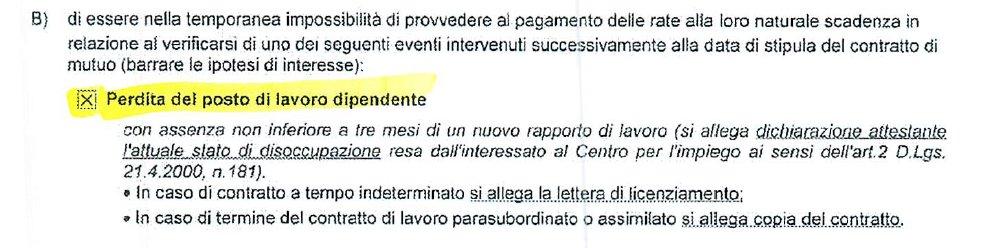 Agli atti, non risulta allegato alla Dichiarazione il documento richiesto (lettera licenziamento o copia del contratto).