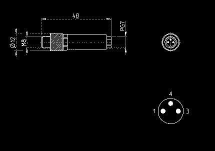 Pin Maschio - Connettore M8 a cablare 3 poli maschio per moduli d ingresso digitali Mod.