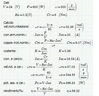 Calcoli pratici diretti Abbiamo finora visto degli andamenti, cioè come variano le varie grandezze in gioco in base ai parametri del motore.