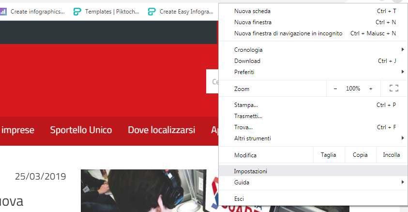 Per Chrome Cliccare su