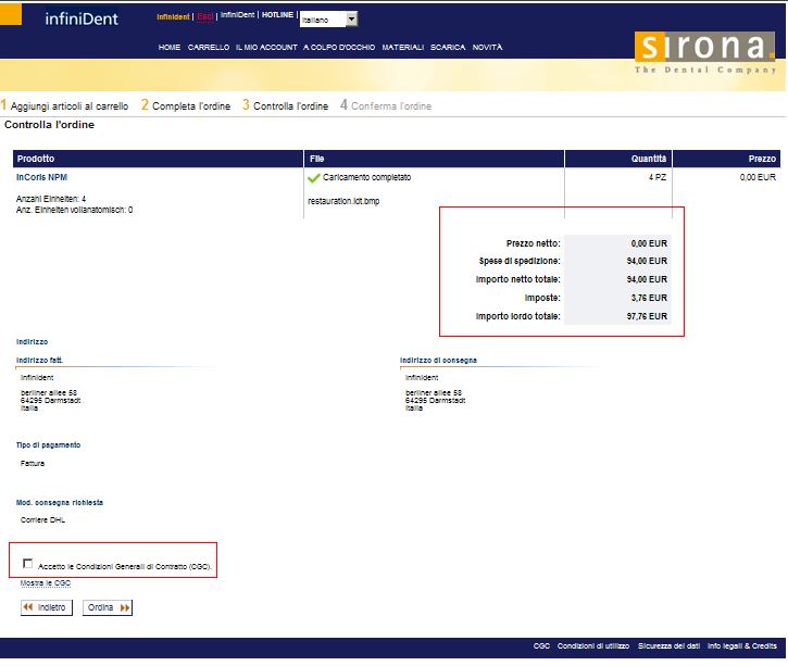 Suggerimenti #2: Ordinare con il nuovo portale Fase 3: Controllo l ordine Ultimo passaggio per il definitivo controllo dell ordine. Nuovamente una panoramica informativa sui prezzi e spedizione.