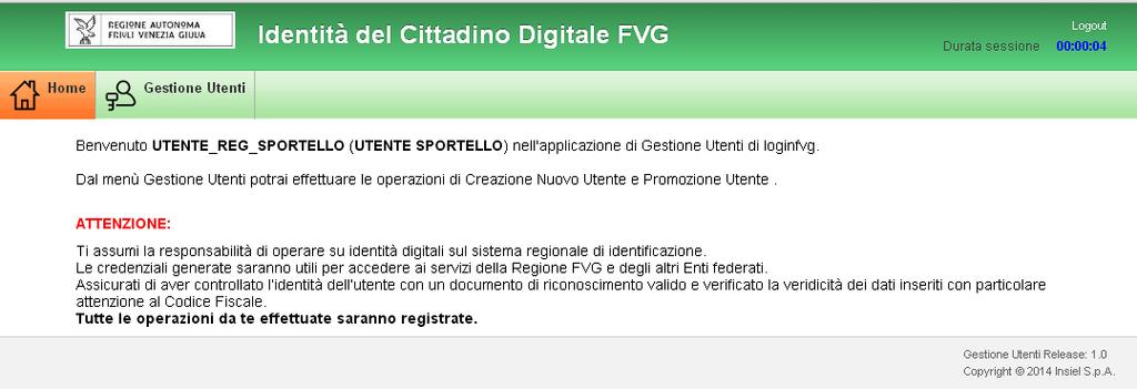 figura 3): Figura 3: : Home page dell'applicazione Nel caso in cui non si disponga delle abilitazioni