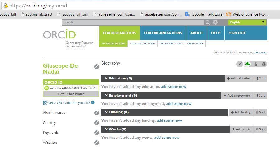 ORCID: Open Researcher and Contributor ID ORCID: Open Researcher and Contributor ID Registrazione http://orcid.