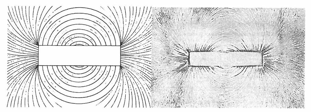Fig. 1: linee di forza di un magnete rettilineo.