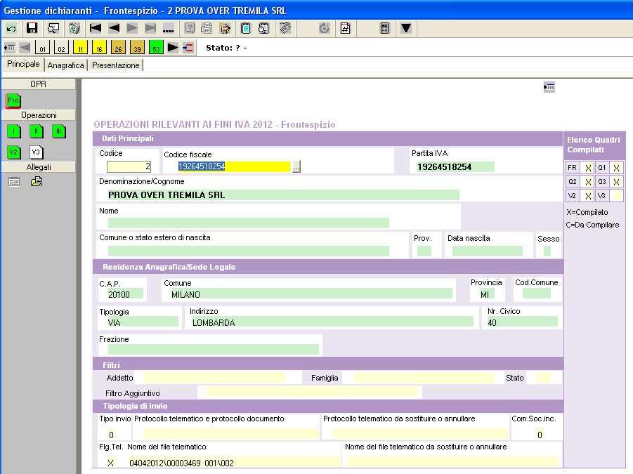 Comunicazione Operazioni Rilevanti ai fini IVA - 29 Nella procedura Spesometro verrà automaticamente modificato lo Stato da OPR compilato a OPR inviato, le