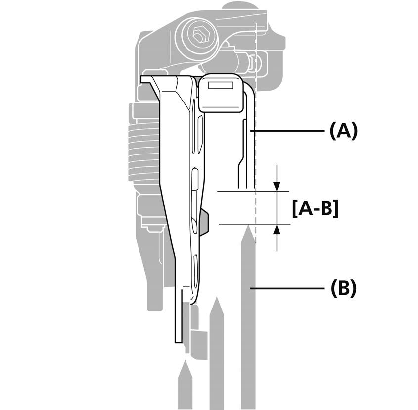 INSTALLAZIONE Tipo E (FD-M9000/M8000/M672/M612) Side swing 1. Installare il deragliatore con i perni di fissaggio del movimento centrale. 2.