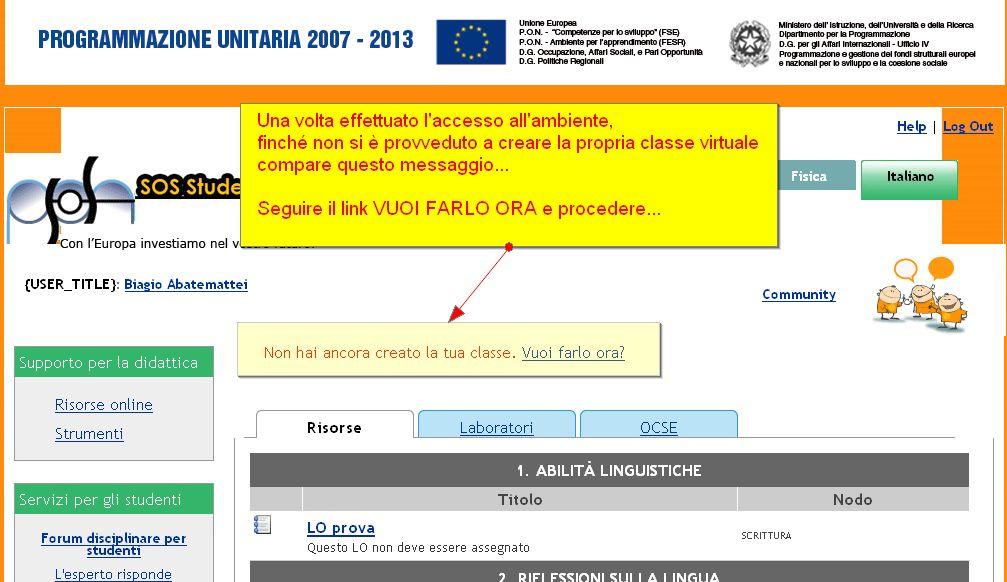 Formazione della classe virtuale e assegnazione di attività allo studente pag.