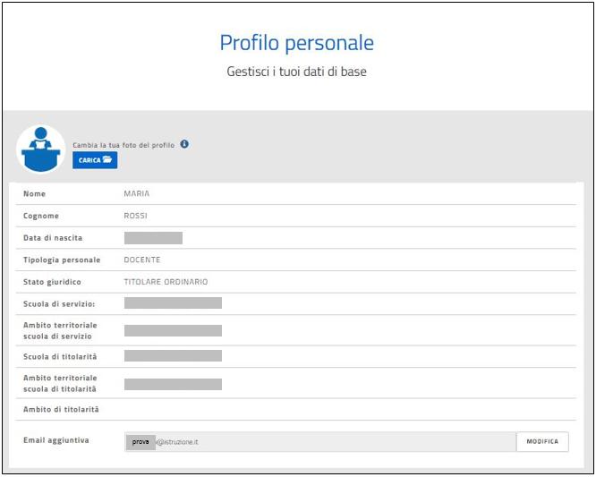 Il Prfil persnale Nella sezine Prfil persnale vengn prspettate le infrmazini persnali del dcente in termini di: Nme Cgnme Data di nascita Tiplgia del persnale Stat giuridic Scula di servizi: