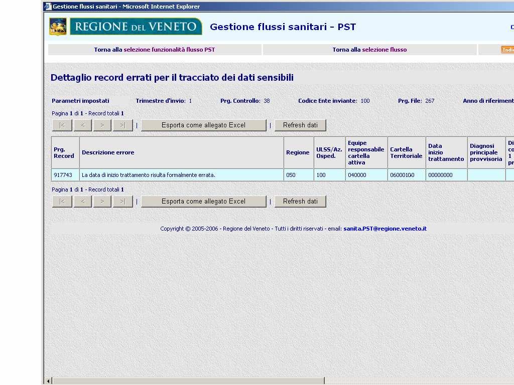 3. la descrizione tracciato in cui si sta facendo l analisi degli errori 4. la descrizione dell errore 5. il numero di errori riscontrati 6. la percentuale delle righe errate rispetto al totale 7.