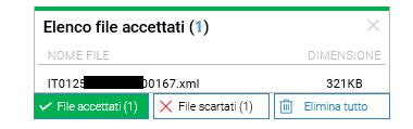 In questa fase è possibile: cliccando su File Accettati avere un elenco dei file potenzialmente pronti per l invio; cliccando su File Scartati verificare quali file non saranno considerati per l