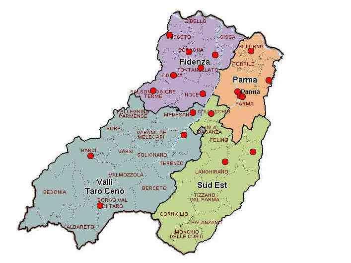 LA MAPPA DEI SERVIZI DEL DAISMDP I servizi della Psichiatria Adulti Distretto Indirizzo Unità Operativa/Servizio Parma Fidenza Sud Est Valli Taro e Ceno Servizi Ospedalieri Largo Natale Palli, 1 -