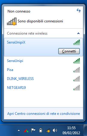 Barra degli strumenti e icona wireless Sul computer dell utente verrà mostrato un elenco contenente i nomi delle reti wireless