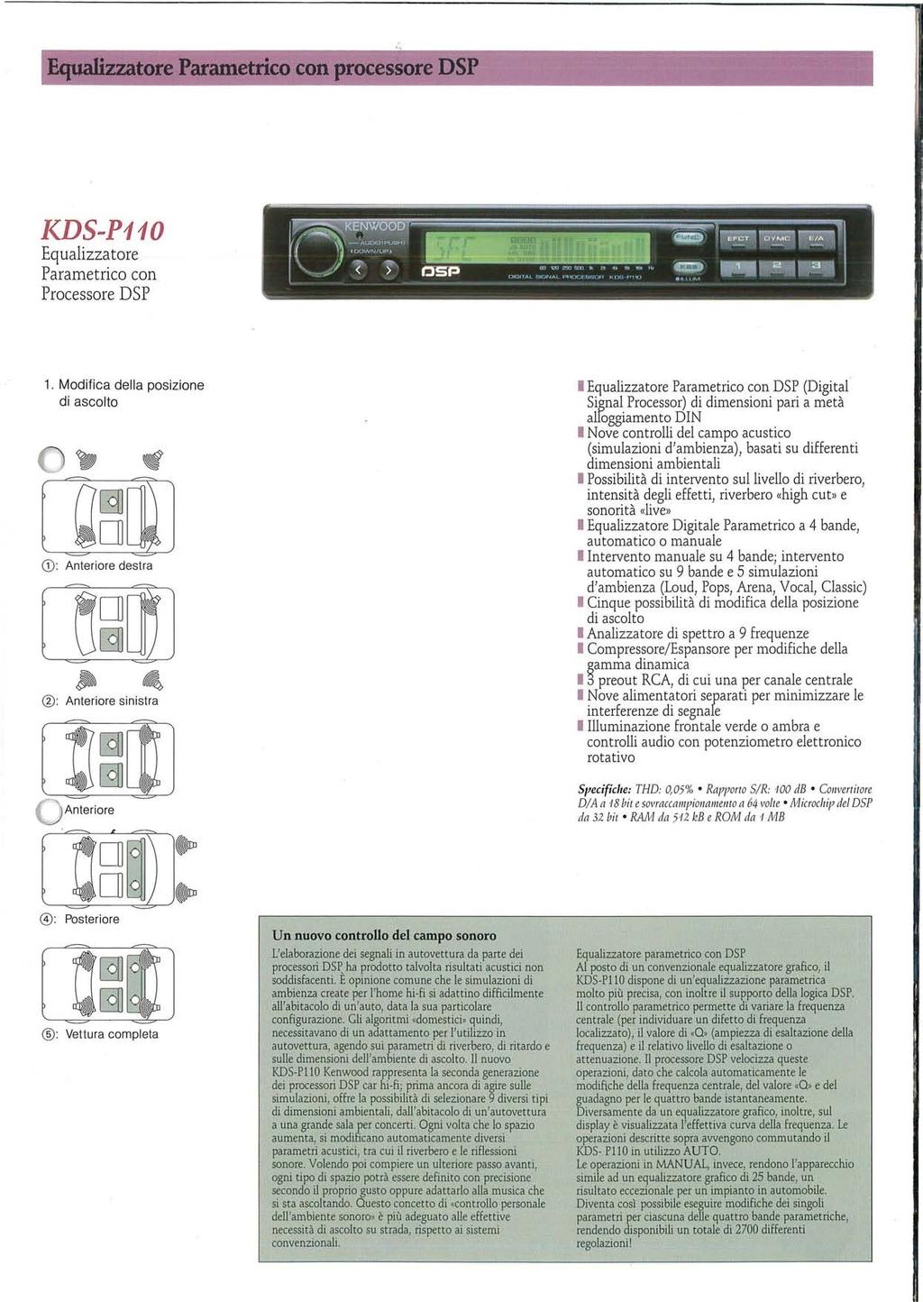 Equalizzatore Parametria) con processore DSP KDS-P110 Equalizzatore Parametrico con Processore DSP ' < > D S P «1 MI VII» V* 4 DIGITAL.ii/.i i -nr H I '11 ti ni K( 1.