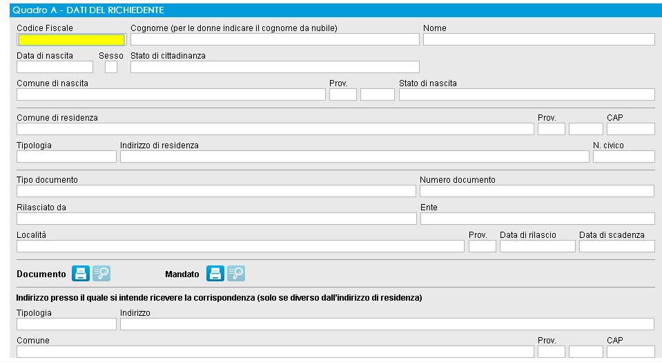 I dati del documento devono essere completati con l inserimento del campo ENTE che ha emesso il documento, facendo riferimento alla