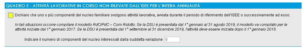 Quadro E Se si indica X nel campo, deve essere obbligatoriamente indicato il numero dei