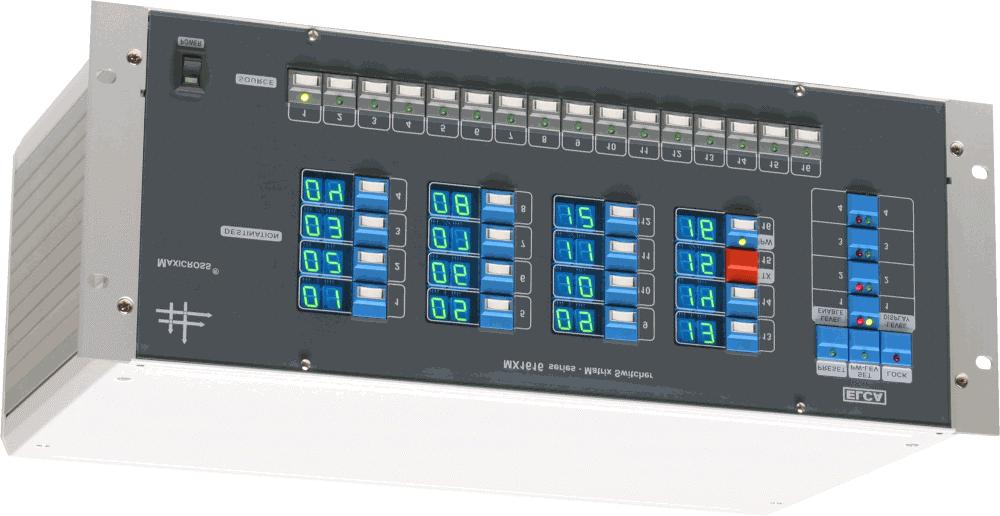 MX1616 MAXICROSS MATRIX SWITCHER Video & Audio series CARATTERISTICHE GENERALI - Pannello di controllo professionale a pulsanti diretti I/O di commutazione - Indicatori display di stato per una