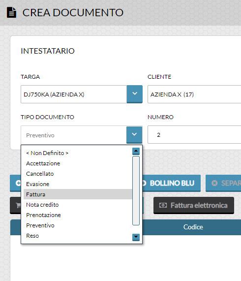 GENERAZIONE FATTURA ELETTRONICA A questo punto puoi creare un nuovo documento!