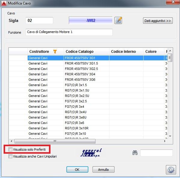 della finestra Modifica Cavo togliere la spunta da Visualizza