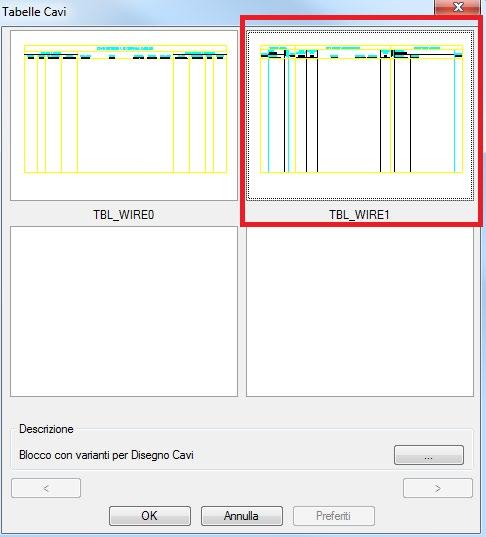 Output selezionare TBL_WIRE1 All interno della finestra Scelta