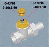 J1) PARTI DI RICAMBIO Flussimetro per art. K063 87304OO06 14,28 2 o-ring ricambio per vitone termostatizzabile.