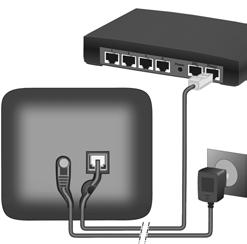 Inserire l alimentatore di rete 3 e la spina del telefono 4. In caso di collegamento a un router: Inserire il cavo del telefono nella presa del telefono nel router 5.