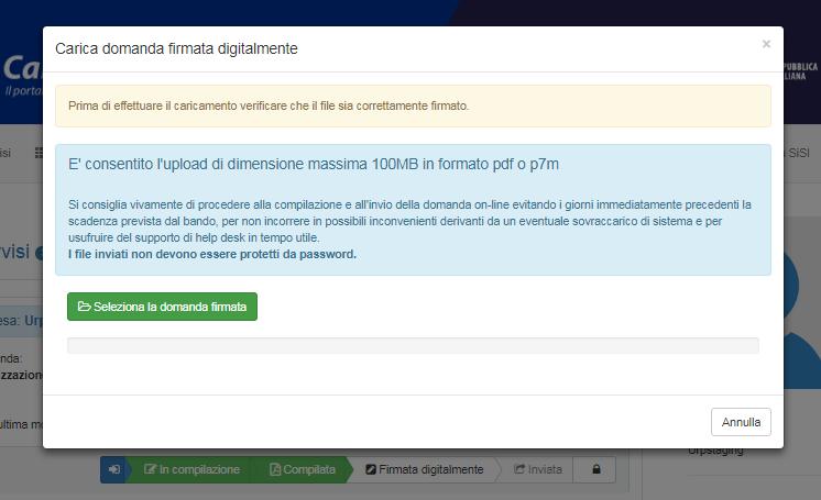 Al buon esito del caricamento il sistema restituirà il seguente