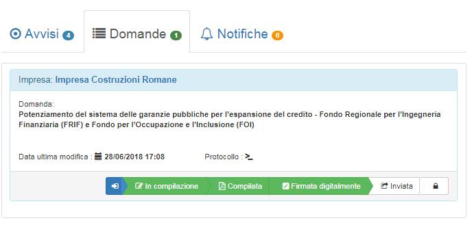 Si aprirà una finestra di dialogo per come indicato di seguito: l invio della domanda potrà avvenire solo ed