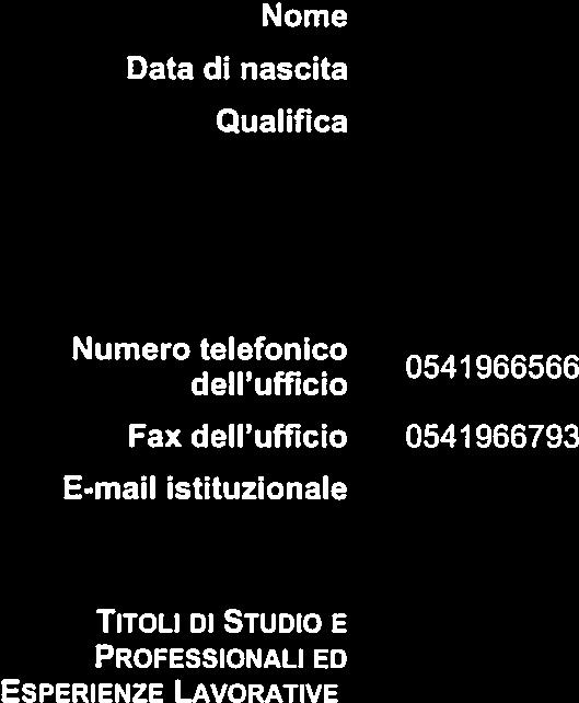 Cattolica -1992 GAPPA SRL Impiego tempo Gest.Affissioni, Pubblicità,Tosap Com. Cattolica -1995 AGIAP SRL Impiego tempo in Resp. Area Emilia-Romagna gest. concessione risc. e ecc.