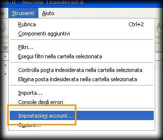 d/m/y H:i 5/14 Configurare il client Mozilla Thunderbird 16. Selezionare dal menu Strumenti Impostazioni account 17.