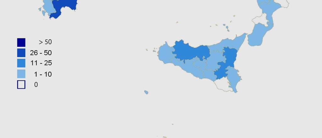 Piemonte (5 con 204) Quasi l 80% delle startup opera nei servizi, il 18% nell