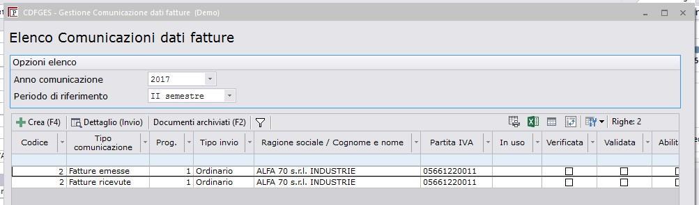 Vengono quindi creati 2 modelli distinti, uno per le fatture emesse, uno per le ricevute.