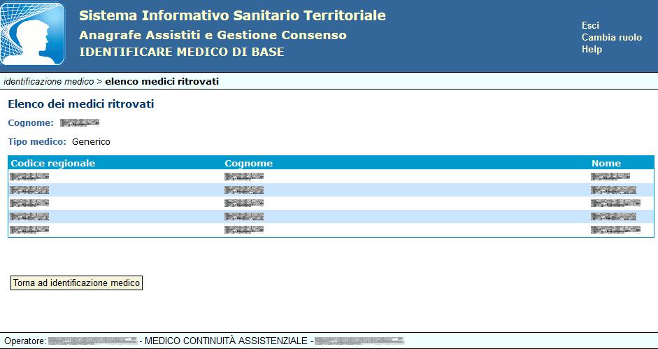 Figura 16 Successivamente, verranno visualizzate le informazioni principali del medico che risponde ai criteri di