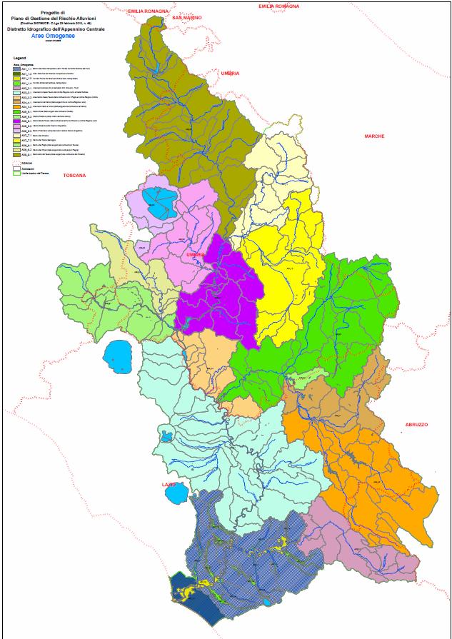 Le Aree Omogenee del Lazio nel bacino del fiume Tevere PGRA - AC AREA Omogenea 1: (Regione Lazio) 1.1 Bacino del tratto metropolitano del F. Tevere da Castel Giubileo alla Foce.